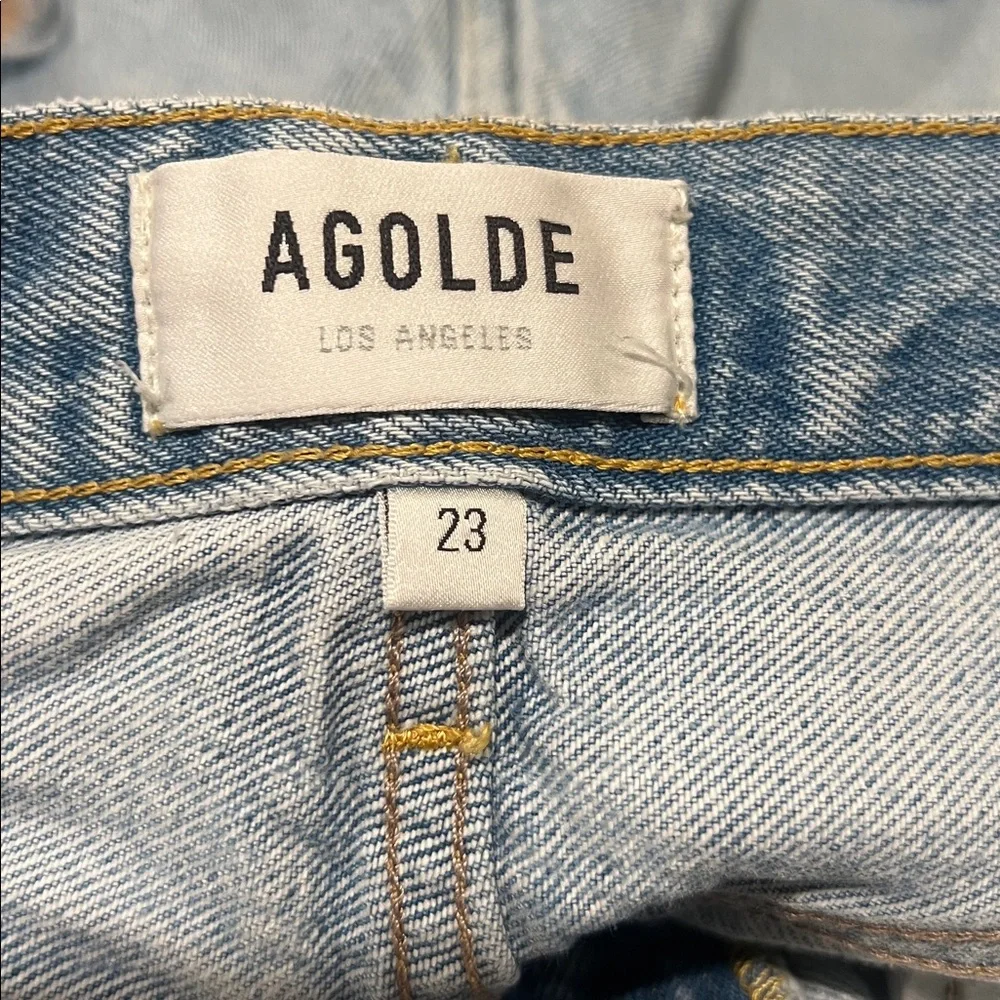 AGOLDE Parker Long Distressed Jean Shorts, Size 23